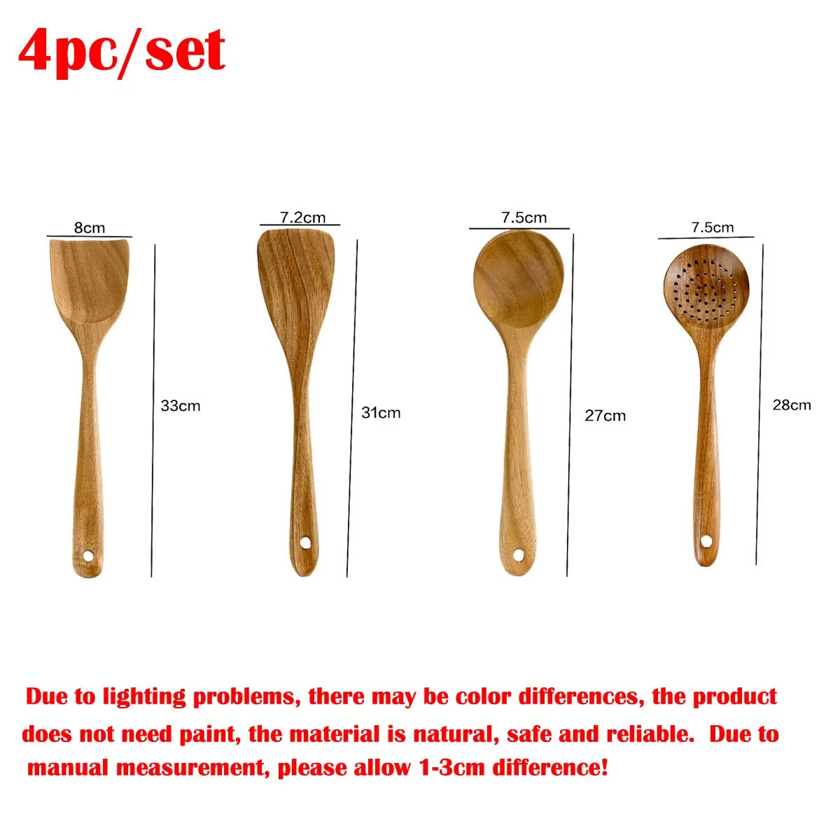 Non Stick Acacia Wooden Spoons Cooking Utensils Set 4 7 Piece Wooden Kitchen Utensils Set